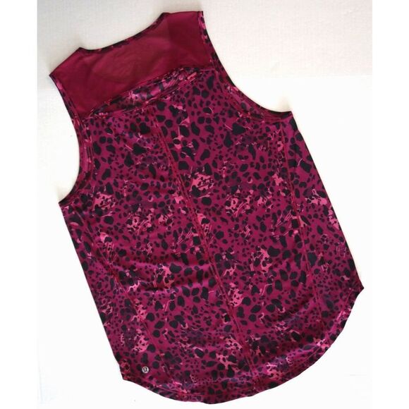Lululemon 3-Pc Set Sz 6/4 Cheetah Camo Magenta/Purp Sculpt Tank Shorts Sport Bra - Picture 7 of 16